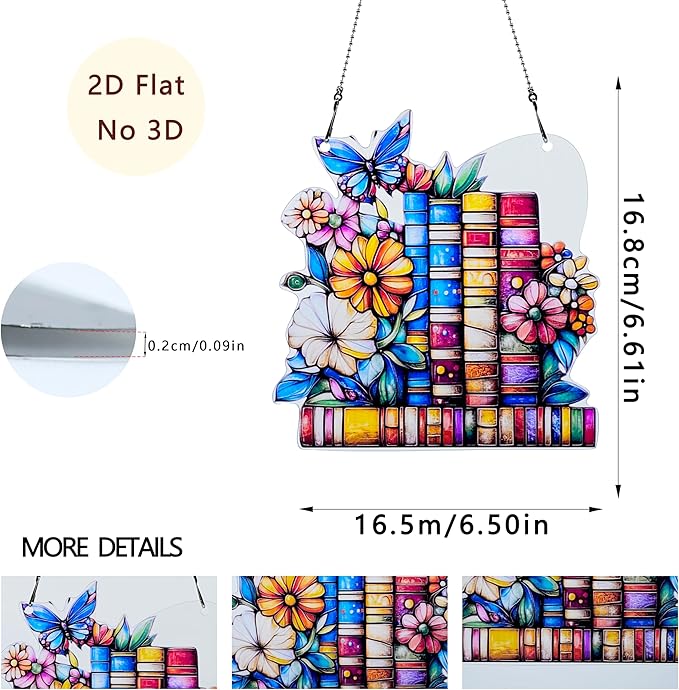 Book Flower Butterfly Ornaments Colorful Window Hanging Decorations Home Wall Decor for Indoor Outdoor