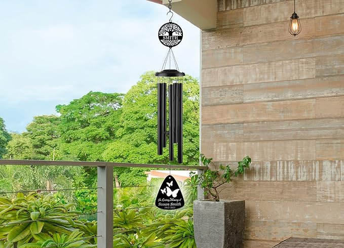 Personalized Butterfly Memorial Wind Chime for Outside, Custom Sympathy Gift, Custom Butterfly Wind Chime, Loss of Mom Sympathy Gift, Remembrance Gift