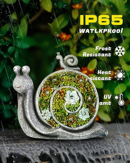 Snail Solar Lights Outdoor, 7 LED Solar Powered Garden Decor for Pathway Lawn Yard - Weatherproof Garden Statue Ornaments, Birthday Gift for Mom Grandma