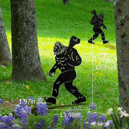 Bigfoot Garden Decor for Outside, Big Foot Silhouette Outdoor Statues, Sasquatch Gardening Gifts for Men/Dad/Women, Metal Yard Art for Lawn, Forests,Outdoor Decorations