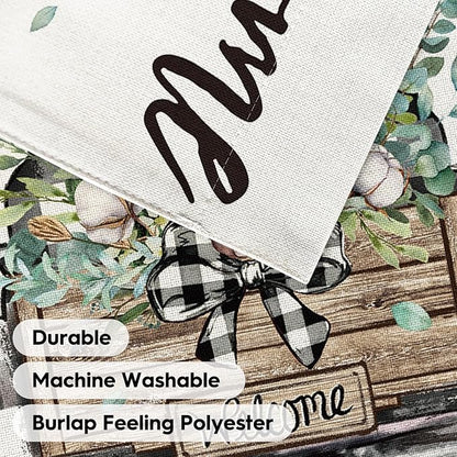 AVOIN colorlife Welcome Spring Truck House Flag 28x40 Inch Double Sided, Cotton Rustic Buffalo Plaid Yard Outdoor Flag