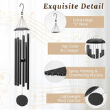 Wind Chimes for Outside with Classic Sound, Coolest Aluminium Metal Windchimes Outdoors with Pine Wood Striker, Unique Gift for Mom, Garden Decoration(28" Black Thick)