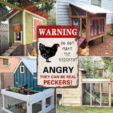 Funny Vintage Metal Chicken Coop Signs;Warning Do Not Make The Chickens Angry;for Farmhouse Gate Fence Wall Decor;Chicken Signs for Coop Funny Outdoor 8x12 In