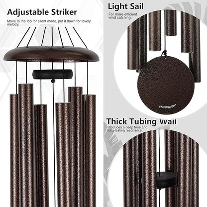 Vanquer Large Wind Chimes for Outside Deep Tone - 48'' Wind Chimes Outdoor Clearance, Deep Tone, Memorial, Sympathy Gift, Garden Patio, Home Décor, Bronze