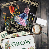 Funny Garden Signs;Gardening Because Murder is Wrong Sign; Poster Metal Sign for Farmhouse Home Kitchen Coffee Wall Garden Decor Metal Signs 8x12 In