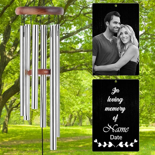 Personalized Wind Chimes Memorial Engraved Gift,Custom Sympathy Wind Chime for Loss of Loved One,Customized Mother Father Dog Pet Family Remembrance Bereavement Gifts