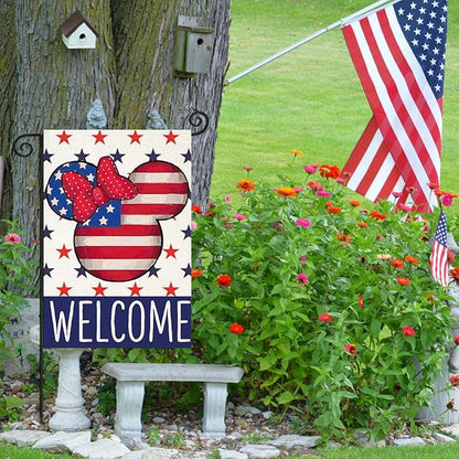 Welcome 4th of July Garden Flags for Outside 12x18 Inch Double Sided, Patriotic Stars Yard Decorations,Small Seasonal Decor for Summer Memorial Day,250th Years America Anniversary Farmhouse Holiday