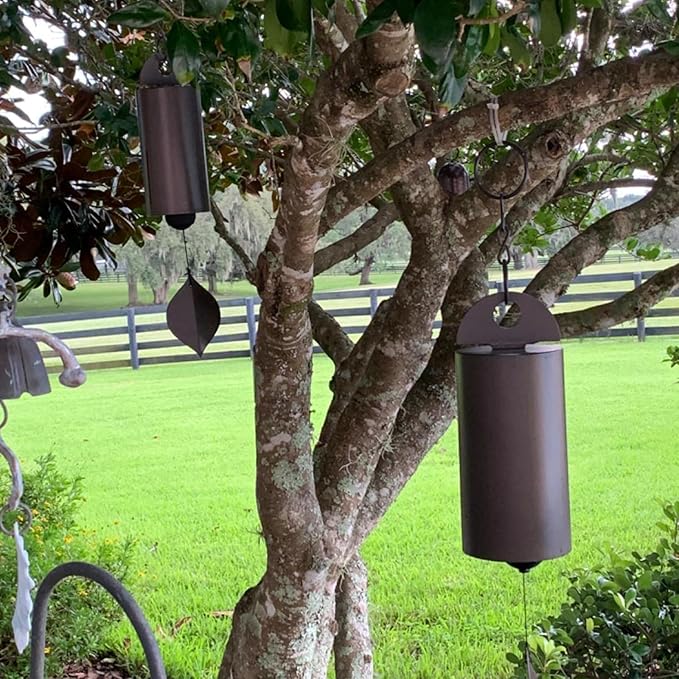 Deep Tone Heroic Windbell Large Cylinder Wind Chimes Antique Metal Outdoor Wind Chime Temple Wind Chime Memorial Wind Chimes Suitable for Patios Gardens Yards Porches (L-19.7inch)