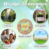 10x10 Inch Wind Spinner Outdoor Hanging Colorful Dragonfly Floral Sunburst Metal Kinetic Spiral Ornament for Yard Patio Porch Balcony Tree Window Gift