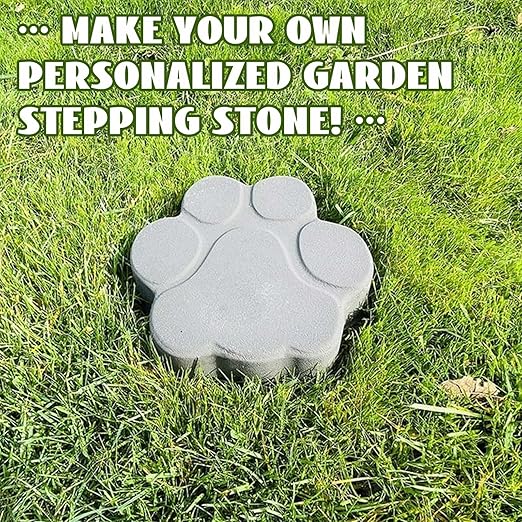 Threlaco Large Paw Print Stepping Stones Mold, 16.54 in Reusable Concrete Cement Textured Plastic Craft Paver Forms Non-Slip for Casting Garden Pavement and Walkway