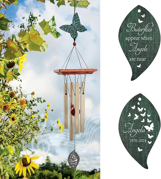 ASTARIN Cardinal Memorial Wind Chimes, Personalized 26" Small Metal Symphthy Wind Chime, Bereavement Gift for Loss of Loved One Father Mother, Dragonflie Damselflie Decor for Outside Patio Garden