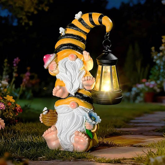 Garden Gnomes Outdoor Decor with Solar Led Lantern Gnomes Decorations for Yard,Patio,Lawn,Gnome Gifts for Women,Mom