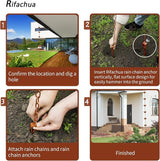 Rifachua 8.5ft Lotus Rain Chain for Gutters Downspouts Outside with Rain Chain Anchor Anchoring Stake Base Copper