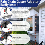 2pack Rain Chain Gutter with Bolt Anti-Rust Black Metal Adapter Decorative Rain Chains for Outside Gutter Downspout Adapter Rainchain Installation Kits