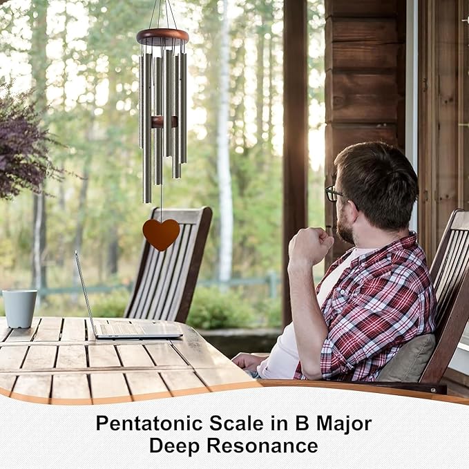 Wind Chimes for Outside, Special Copper Color Wind Chimes, 32" Large Aluminium WindChimes for Outdoor, Garden, Zen, Yard, Patio Decoration, Gift for Mom Women Loved one Neighbors(Heart Shape)
