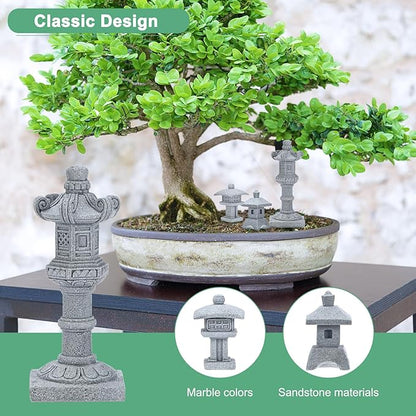 M METERXITY 1 Set Mini Lantern Pagoda Statues, Sandstone Home Landscape Accessories Japanese Decor Mini Chinese Pagoda for Aquarium/Fish Tank/Garden Decor [3 Pack]