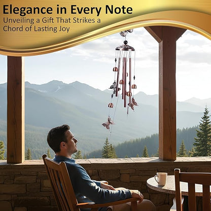 Wind Chimes for Outside – Memorial Wind Chimes 37" for Loss of Loved One with Butterfly Spinner, Bereavement & Sympathy Gift, Soothing Tones, Bronze Finish