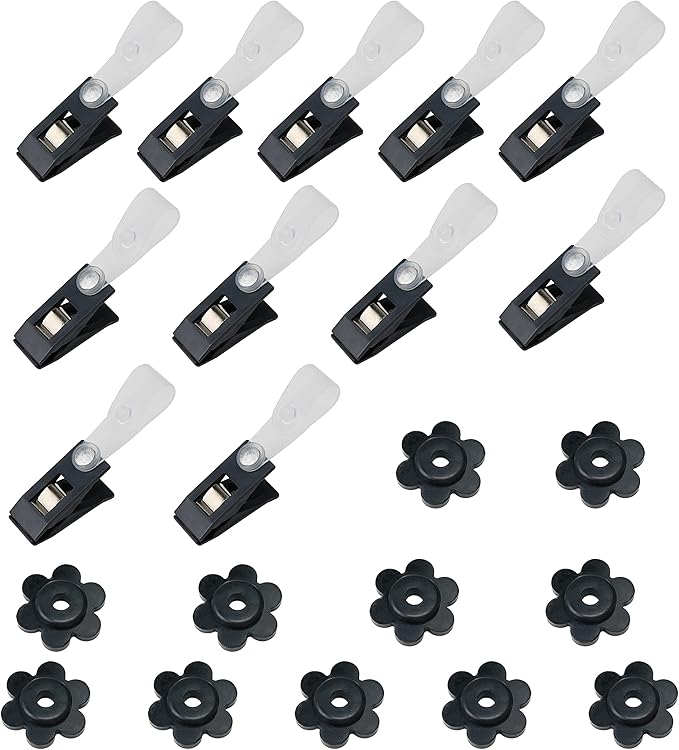 HOOSUN 22 Pack Garden Flags Clips And Stoppers,Clips for Garden Flag Holders,Rubber Stoppers Yard Flag Holder Clip for Small Flags,Garden Flag Stand Accessories