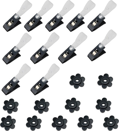 HOOSUN 22 Pack Garden Flags Clips And Stoppers,Clips for Garden Flag Holders,Rubber Stoppers Yard Flag Holder Clip for Small Flags,Garden Flag Stand Accessories
