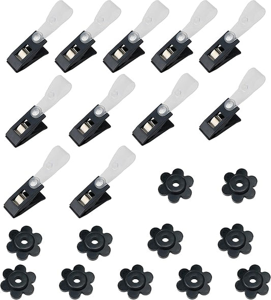 HOOSUN 22 Pack Garden Flags Clips And Stoppers,Clips for Garden Flag Holders,Rubber Stoppers Yard Flag Holder Clip for Small Flags,Garden Flag Stand Accessories