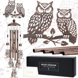 Wind Chimes for Outside - Owl Gifts for Women Mom Grandma Metal Windchimes with Greeting Card Indoor Outdoor Art Decor Garden Patio Lawn Hanging Decoration Christmas New Year Birthday Gift