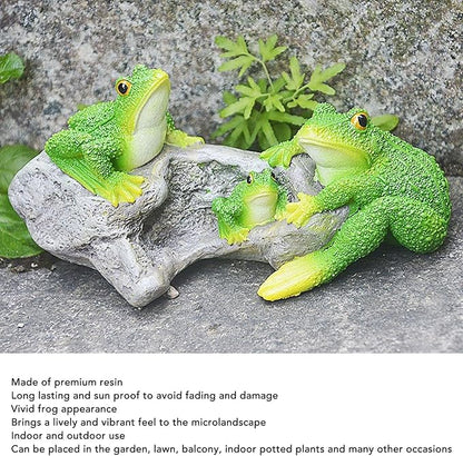 Pissente Frog Statue Garden Decor, Resin Weatherproof Outdoor Figurine, Lawn Ornament for Indoor Outdoor Patio Yard, 1 Pair, Frogs On The Stone