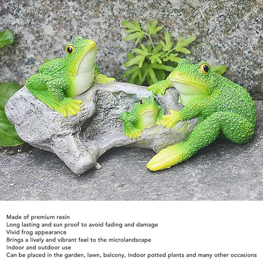 Pissente Frog Statue Garden Decor, Resin Weatherproof Outdoor Figurine, Lawn Ornament for Indoor Outdoor Patio Yard, 1 Pair, Frogs On The Stone