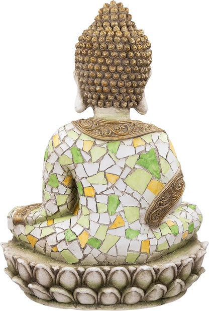 Northlight Meditating Mosaic Buddha Outdoor Ceramic Garden Statue - 19.5"