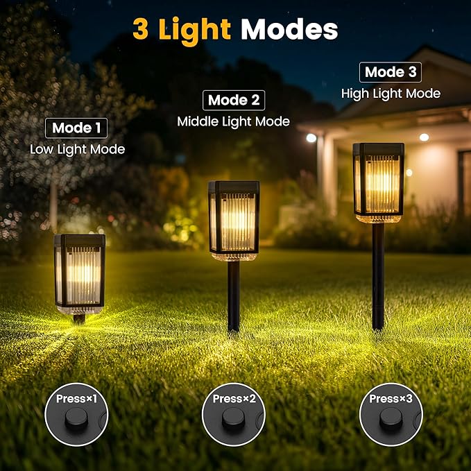 Solar Pathway Lights, 12 Pack Solar Powered Garden Lights Waterproof IP65, Auto On/Off Outdoor Light for Lawn Patio Walkway Driveway Decor Landscape Lighting (Warm White)