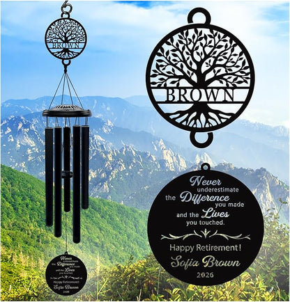 Personalized Retirement Wind Chimes Gift for Women and Men Happy Retirement Gifts for Coworker Boss Teacher Nurse Unique Outdoor Retirement Decorations (Retirement 1)