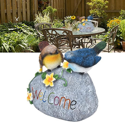 Bird Garden Decor Resin Animal Garden Figurines Welcome Sign Sculptures Statues for Yard Patio Lawn Outdoor Decoration Durable Weather Design