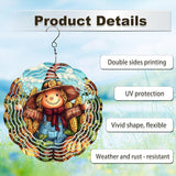 Pumpkin Scarecrow Wind Spinners Outdoor, Hanging Wind Spinner for Garden Decoration, 8 inch 3D Stainless Steel Metal Wind Sculpture for Indoor/Outdoor Decor