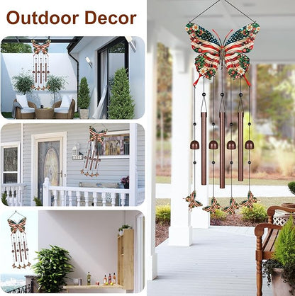 Gifts for Mom, Wind Chimes for Outside Perfect for Outdoor Gardens Patios Home Decor, Features Melodious Tones Create a Zen Atmosphere, Retirement Gifts for Women Men(Colorful Butterfly)