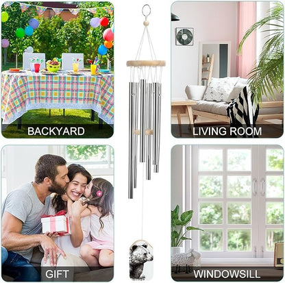 Large Aluminium Wind Chimes 20.5" Inches Wildlife Hand Drawn Bear Animal Wind Chimes for Outside Memorial Wind Chimes Sympathy Wind Chime for Outdoor Garden Patio Decoration