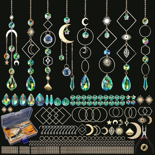 Sun Catcher Kits for Adults, 228pcs DIY Suncatcher Making Supplies Arts and Crafts for Girls Women Hanging Ornaments for Indoor Windows Prism with Crystal Balls Gift for Birthday Mother's Day