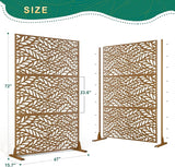 72" H47" W Metal Outdoor Privacy Screen - Freestanding, Decorative Fence (3 Panels)