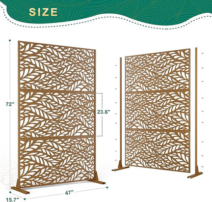72" H47" W Metal Outdoor Privacy Screen - Freestanding, Decorative Fence (3 Panels)