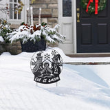 Glitzhome Christmas Metal Silhouette Snowman Family Waterglobe Yard Stake, 30 Inch Outdoor & Wall Decor with Lighted Scene, Holiday Lawn Art for Festive Home Decorations