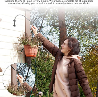 6 Pack Heavy Duty 12 Inch Hanging Plant Bracket, Ideal for Indoor and Outdoor Use, Black Plant Hanger Bracket for Plants, Baskets, Bird Feeders, Lanterns, and Wind Chimes