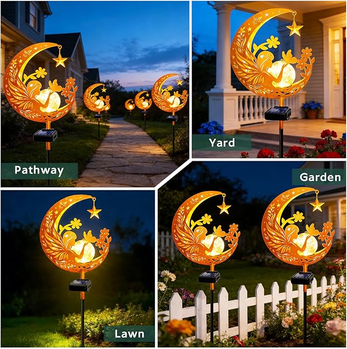 ZNYCYE Solar Lights Outdoor Decorative Moon Angel Solar Stake Lights Pathway Lights, Mothers Day Gifts for Mom Women Grandma,Fairy Garden Decor Waterproof for Walkway, Yard, Lawn, Patio (Warm White)