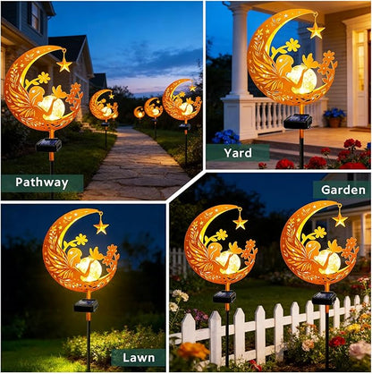 ZNYCYE Solar Lights Outdoor Decorative Moon Angel Solar Stake Lights Pathway Lights, Mothers Day Gifts for Mom Women Grandma,Fairy Garden Decor Waterproof for Walkway, Yard, Lawn, Patio (Warm White)