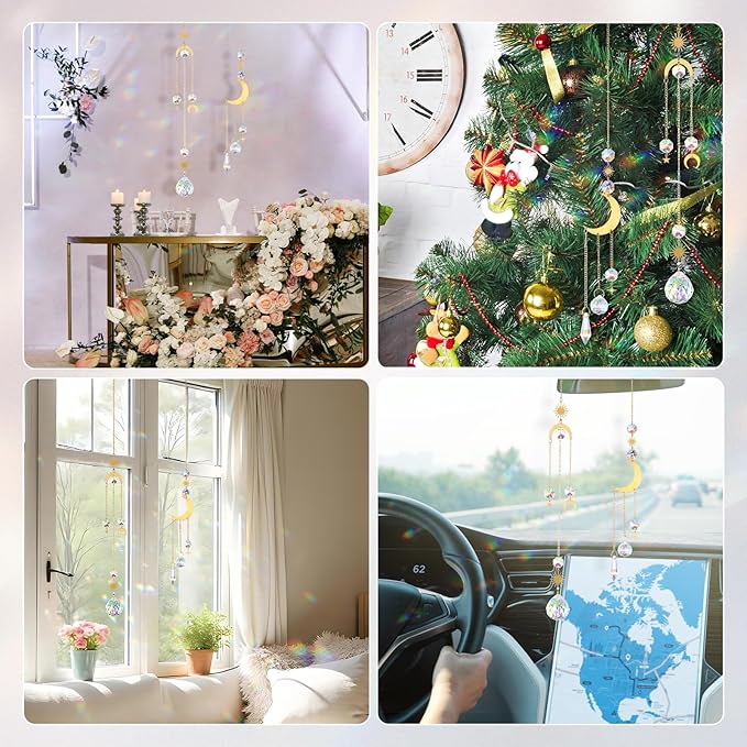 LEMESO 2 PCS Colorful Sun Catchers with Hanging Crystal Balls for Indoor Windows Home Garden Party Decor Christmas Wedding Gifts