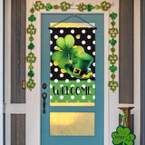 Tegeme 3 Pcs Happy St. Patrick's Day Banner Door Decoration St. Patricks Day Hanger Door Sign Green Shamrock Hanging Flag Ornaments for Irish Party Holiday Outdoor Indoor Home