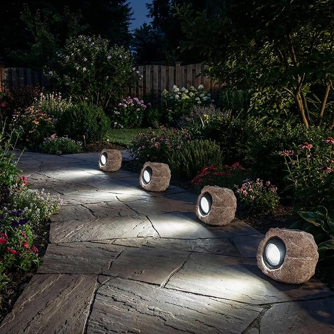Candieslife Solar Rock Lights Outdoor Garden Waterproof - Super Bright LED Solar Spotlights, Solar Powered Landscape Path Decorative Garden Stone Lights for Pathway, Walkway, Yard, Patio (2 Pack)