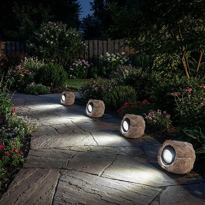 Candieslife Solar Rock Lights Outdoor Garden Waterproof - Super Bright LED Solar Spotlights, Solar Powered Landscape Path Decorative Garden Stone Lights for Pathway, Walkway, Yard, Patio (2 Pack)