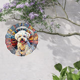 Maltese Dog Wind Spinner Pet Dog Memorial Gifts, Vibrant 3D Kinetic Aluminum Metal Yard Art, Loss of Dogs Sympathy Gifts, Hanging Outdoor Garden Decor, 8" Wind Sculptures for Patio, Porch (Maltese4)