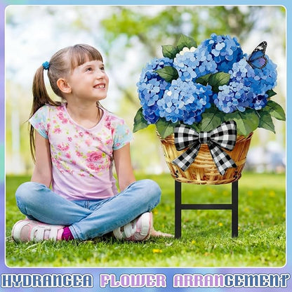 1 Pcs Spring Metal Hydrangea Garden Stakes Decor 22 Inch Decorative Purple Hydrangea Yard Stake Outdoor Floral Decor Metal Garden Art Ornaments for Patio Porch Lawn Backyard