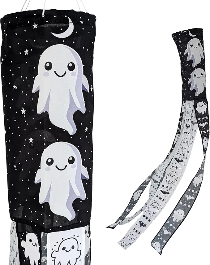 Madrona Brands Halloween Ghost Fall Windsock | Durable Outdoor Hanging Wind Sock Decoration | Yard, Porch, Lawn | 48 Inch