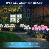 6 Pack Solar Garden Lights Outdoor, LED Colorful Waterproof Solar Powered Hydrangea Flowers Landscape Lights for Patio, Outside Yard, Pathway Decorative, Décor, Two Lighting Modes