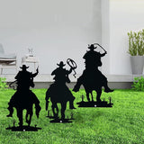 3PCS Metal Garden Stake, Western Cowboy Silhouette Yard Sign Vintage Cowboy Decor Western Garden Flag for Home Garden Lawn Yard